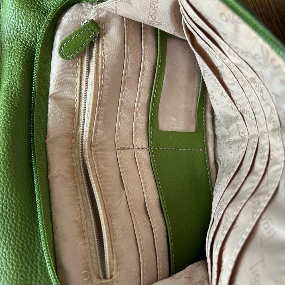Tignanello green leather shoulder bag satchel purse - Picture 14 of 16